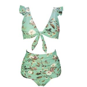 ❗️FINAL❗️ 🆕 COCOSHIP Green Floral High Waist Bikini